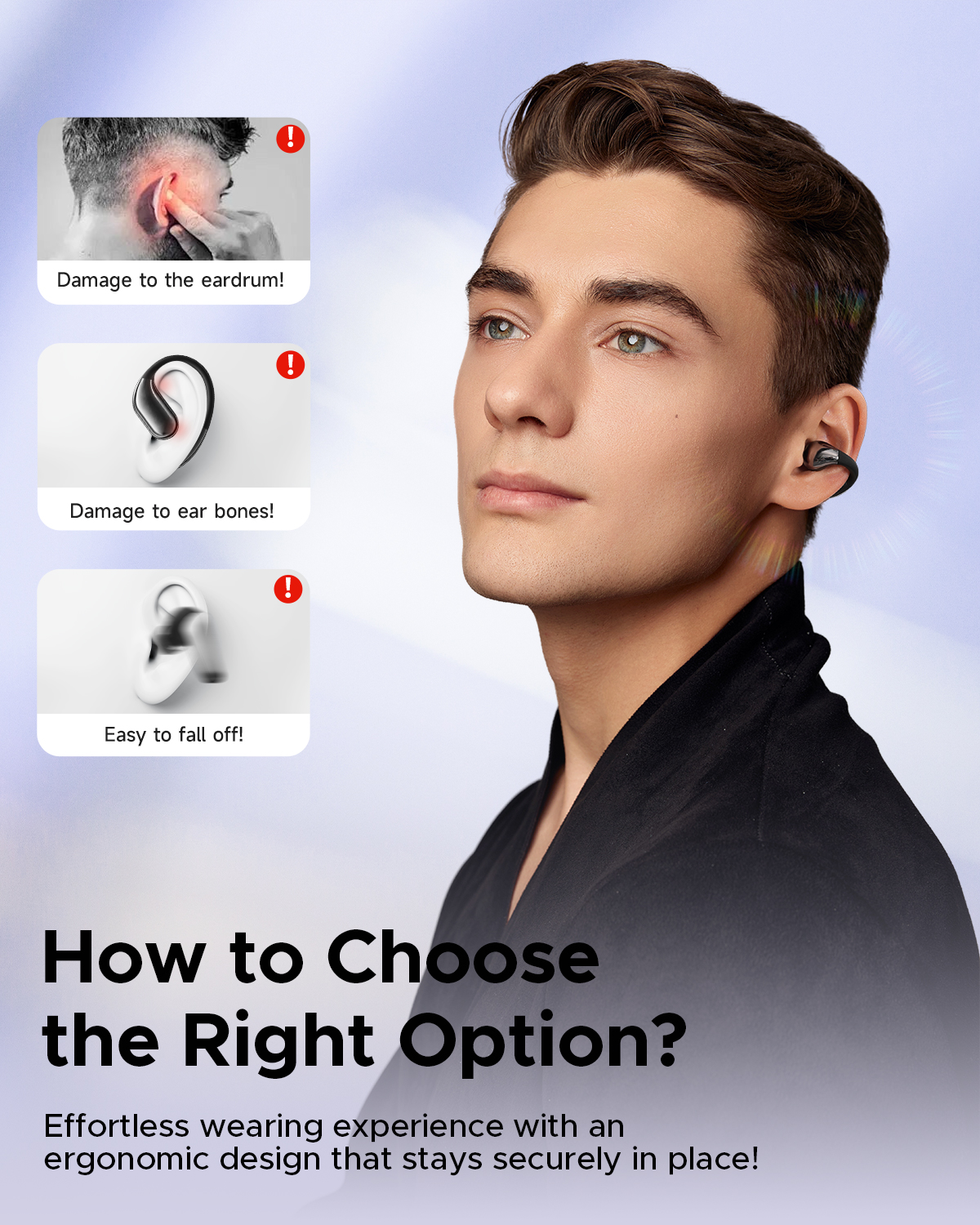Truefree B1 Clip-On Wireless Earbuds, Bluetooth 5.4, Spatial Sound, 10.8mm Driver, 25H Playtime, Clear Calls, Multipoint, App Customizable