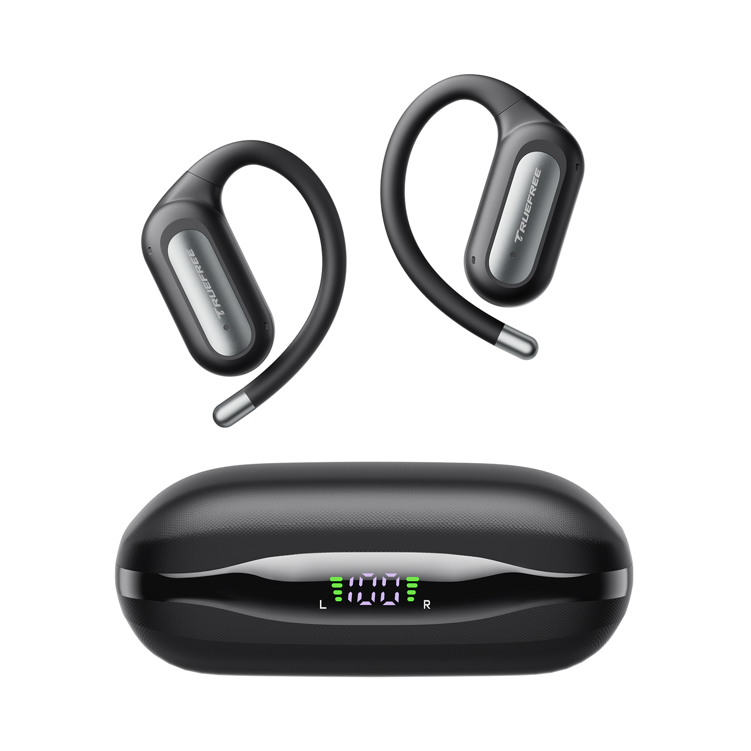 Truefree DS1 Open-Ear Headphones, Bluetooth 6.0 Wireless Earbuds with Ear Hooks, Spatial Sound, 4 Mics Clear Calls, 40H Playtime, Fast Charging, Multipoint Connection, IPX5-Rated for Sports, Snug Fit