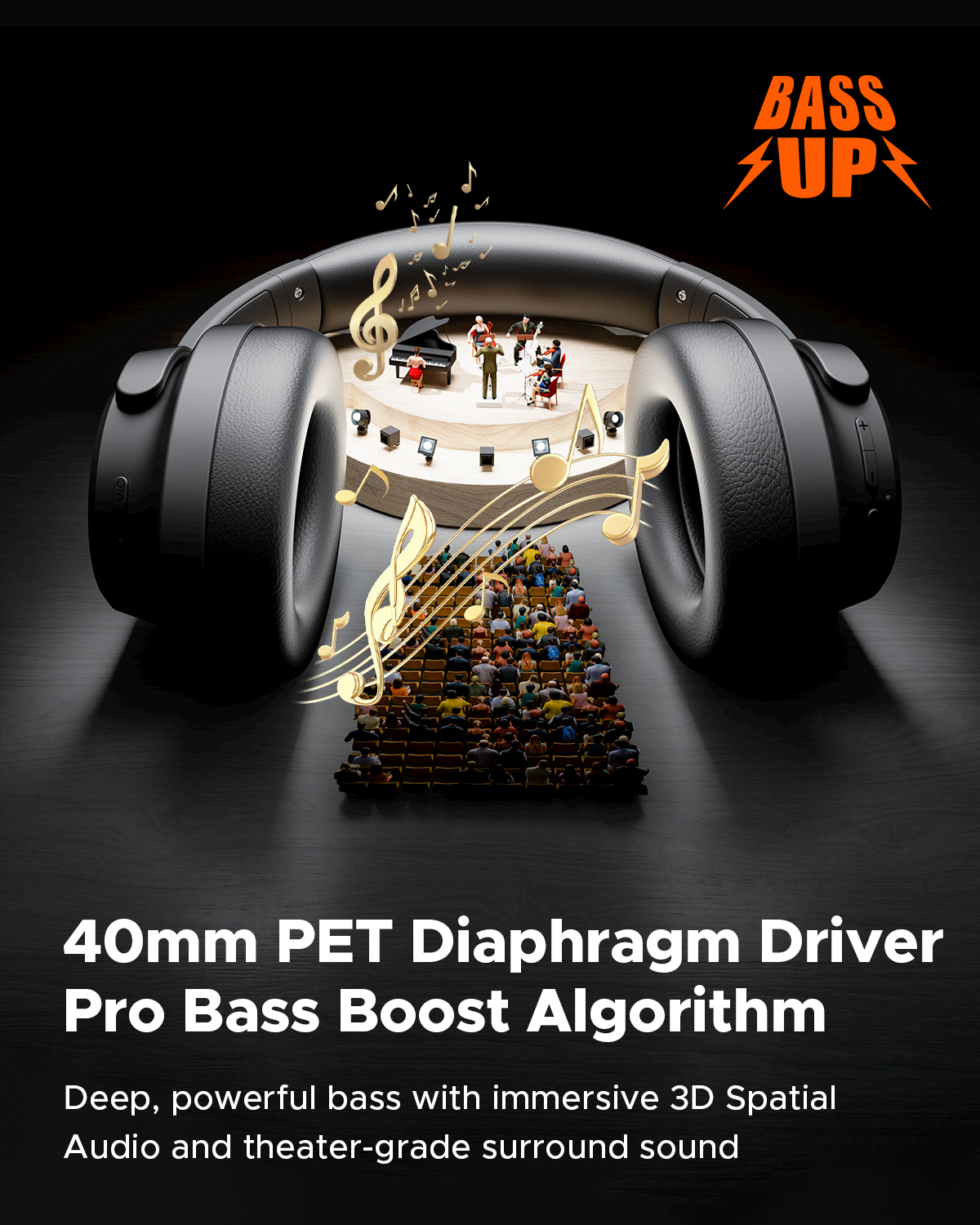 TRUEFREE HF-10 Bluetooth 6.0 Headphones with 40mm Driver | 125H Playtime, Hybrid Active Noise Cancelling, Customizable EQ