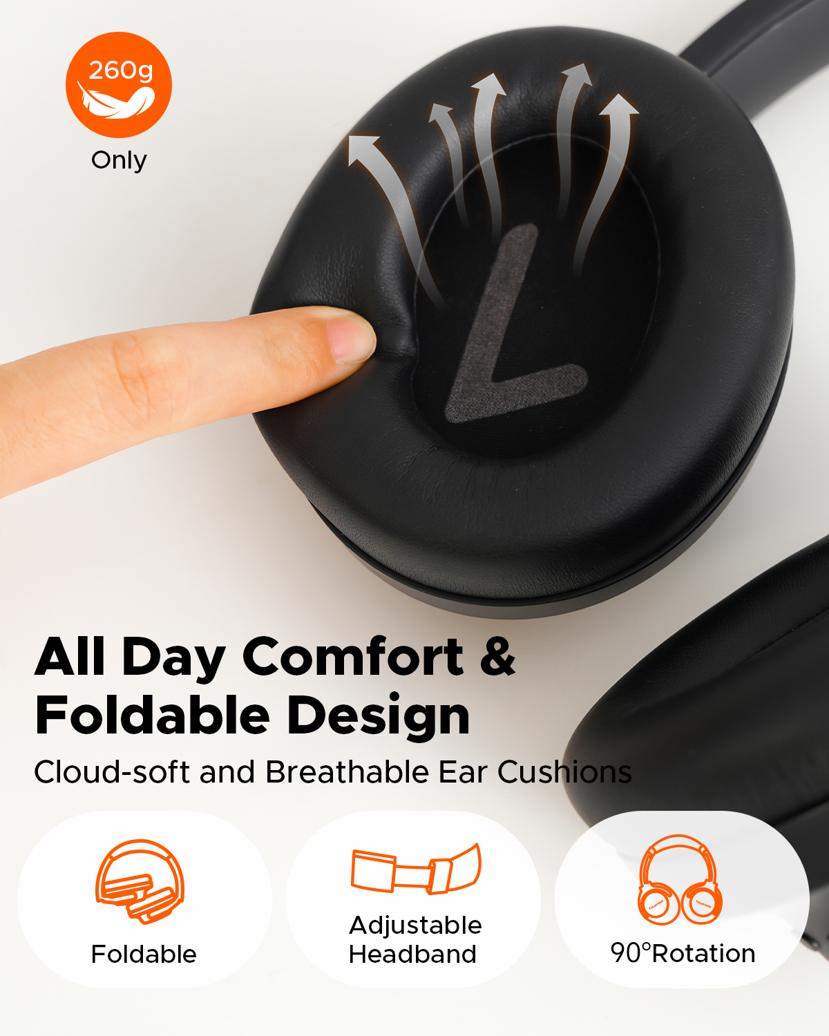 TRUEFREE HF-10 Bluetooth 6.0 Headphones with 40mm Driver | 125H Playtime, Hybrid Active Noise Cancelling, Customizable EQ