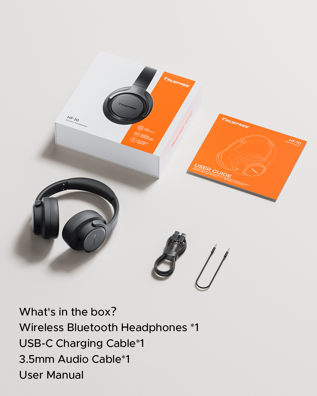 TRUEFREE HF-10 Bluetooth 6.0 Headphones with 40mm Driver | 125H Playtime, Hybrid Active Noise Cancelling, Customizable EQ